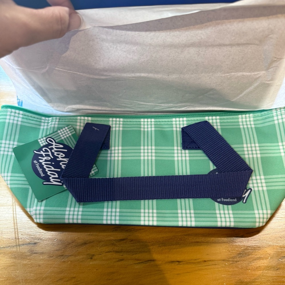 Foodland Hawaii Mint Green Aloha Friday Palaka Lunch Bag